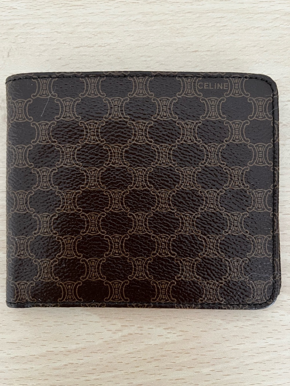 Vintage Men Celine Macadam Brown Triomphe Bifold Wallet Late 90s Vintage Italy
